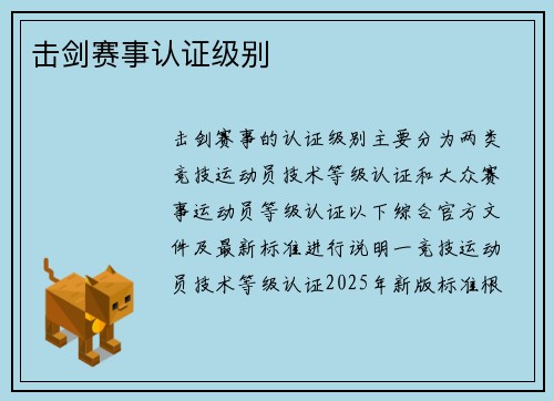 击剑赛事认证级别